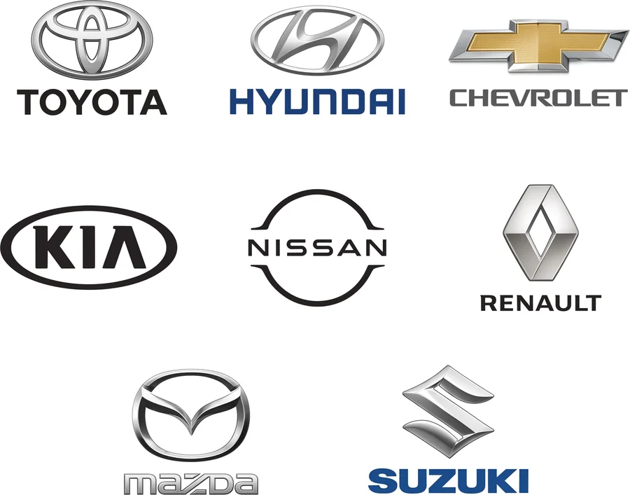Toyota, Hyundai, Chevrolet, Kia, Nissan, Renault, Mazda, Suzuki